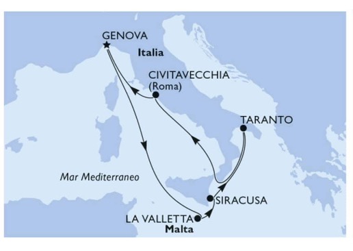 msc seaside taranto itinerario